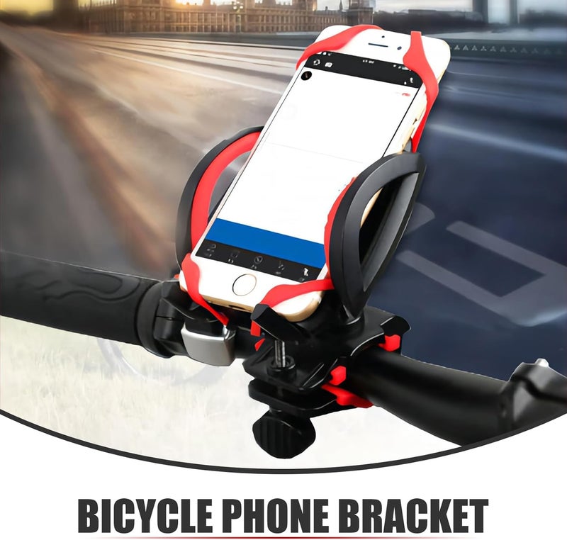 dawfall 4 PCS Motorcycle Phone Mount Tether, Anti-Scratch and Anti-Slip Navigation Devices Protection Shell, Tightly Wrapped Phone Holder Grip Rubber Strap, Universal for Motorcycles Bikes (Red) - Image 5